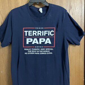 Bella Canvas T‎ Shirt "Terrific Papa" Logo Mens SZ Large Free Shipping